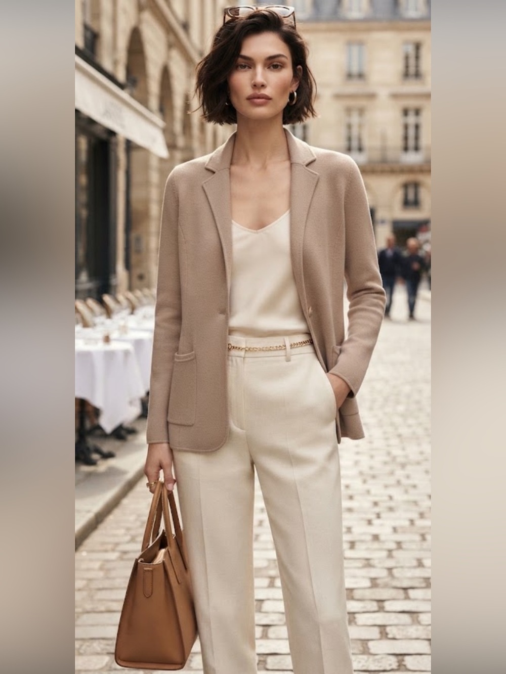 Talbots Light Taupe Double Faced Knit Sweater Blazer Jacket